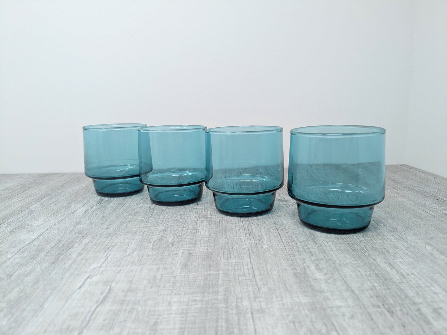 Mid-Century Aquamarine Tumblers | Set of 4 Drinking Glasses