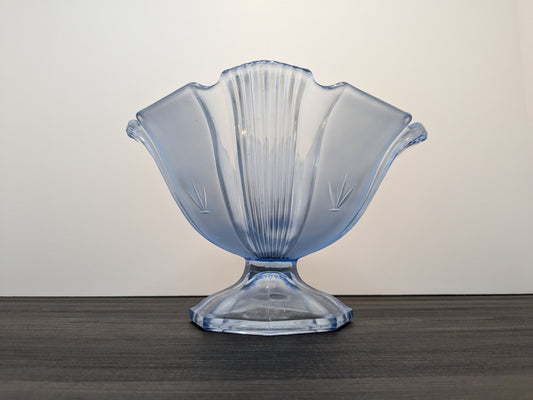Art Deco Glass Bowl | Vibrant Blue Fruit bowl | Blue Depression Glass Bowl