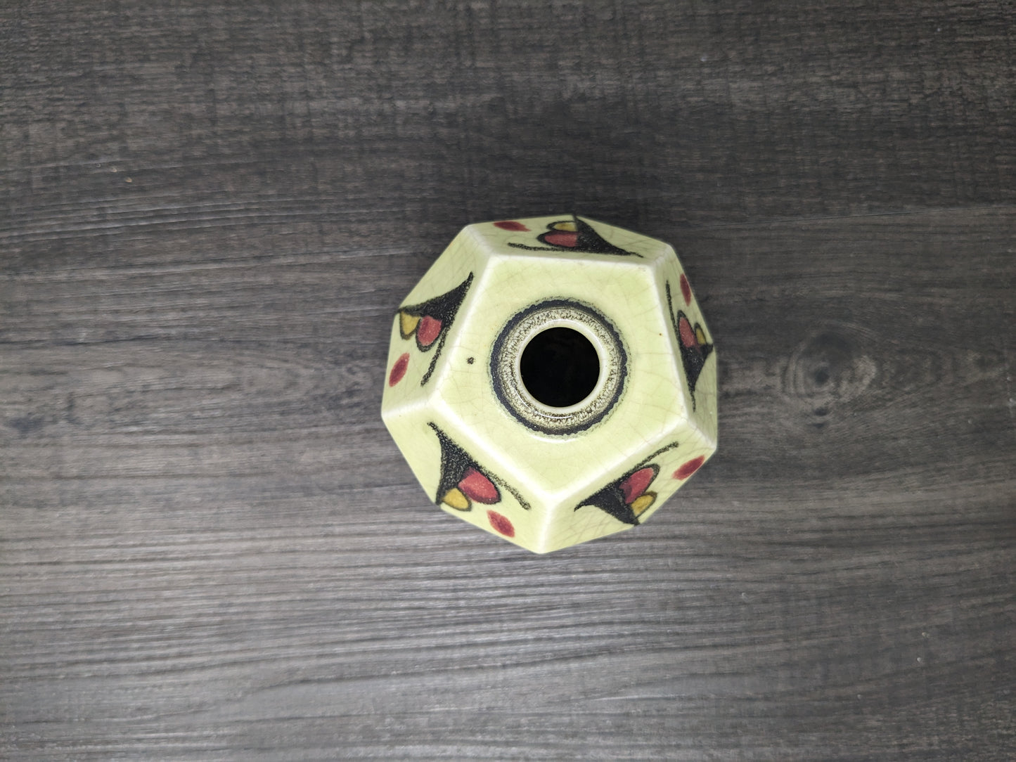 Art Deco Cubism Inspired Bud Vase | Ceramic 1930's Flower Vase | Japanese Ceramics | Crackle Finish | Hand Painted