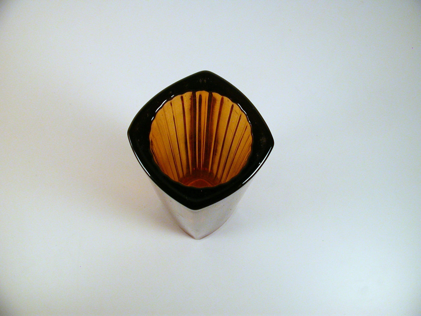 Art Deco Amber Glass Vase | Heavy Tall Amber Art Deco Vase