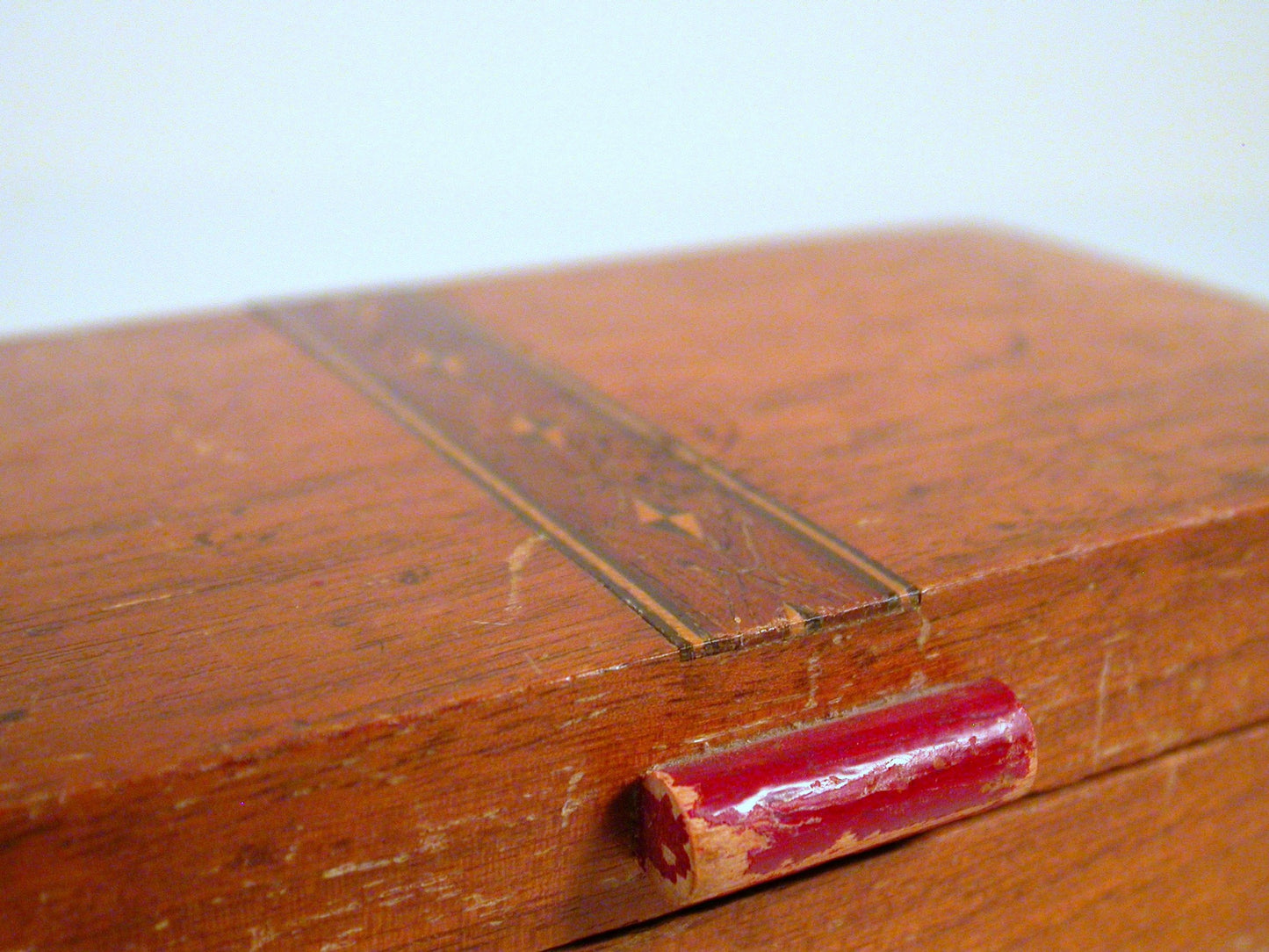 Art Deco Walnut Jewelry Box, Veneer Inlay Finger Jointed Corners