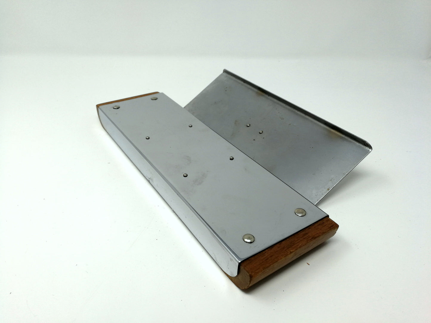 Art Deco Storage Container | Oak and Chromed Metal Lidded Jewelry / Storage Box | Streamlined