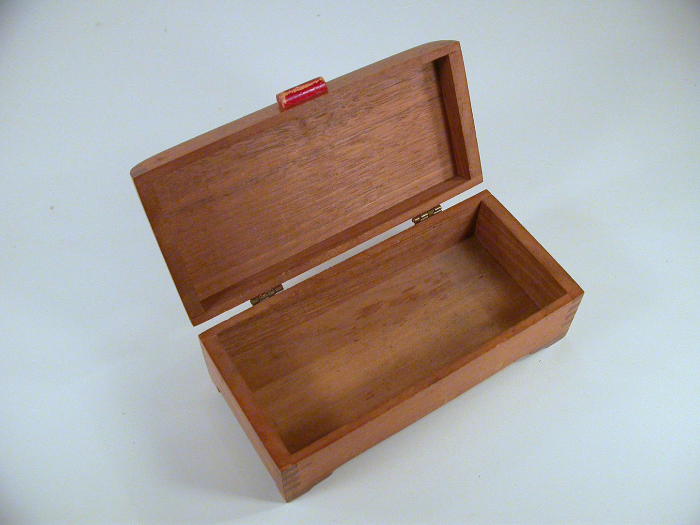 Art Deco Walnut Jewelry Box, Veneer Inlay Finger Jointed Corners