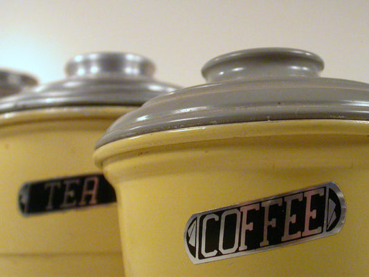 Art Deco Canister Set,5 Aluminium Vintage Kitchen Canisters, Villa Ware Canister Set