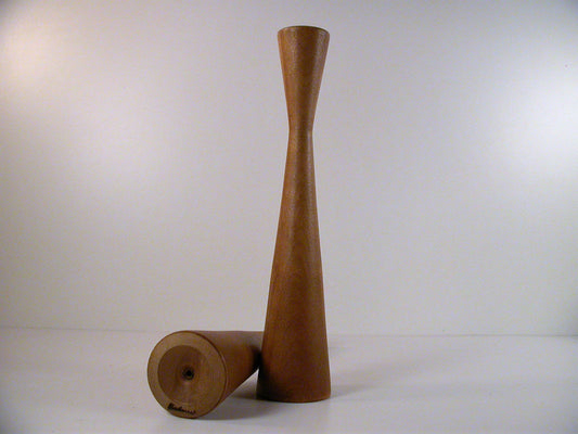 Tall Mid Century Candle Stands by Baribocraft, Vintage Candle Holders, Teak Stained Maple Candle Holders 1960's