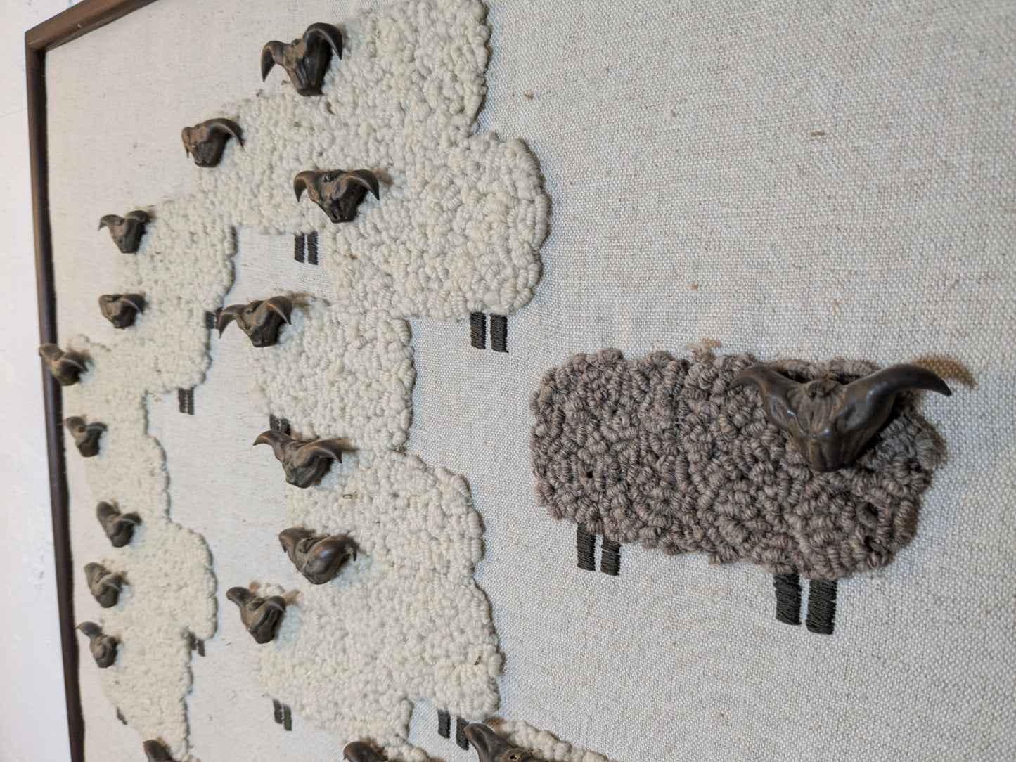 Textile Art Flock of Sheep | Black Sheep Water Caltrop Heads
