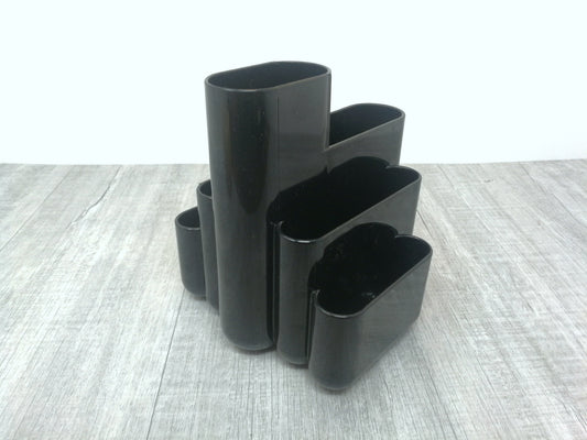 Modern Tenex Desk Organizer | 1980's Black Plastic Organizer | Vintage Industrial Design | Desk Storage