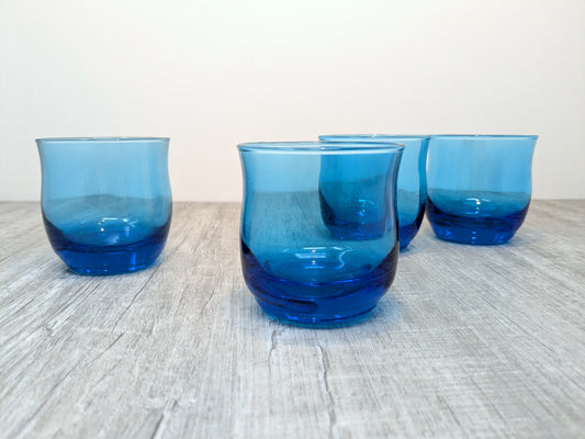Anchor Hocking Laser Blue Rock Glasses | Set of 4 Whiskey Glasses