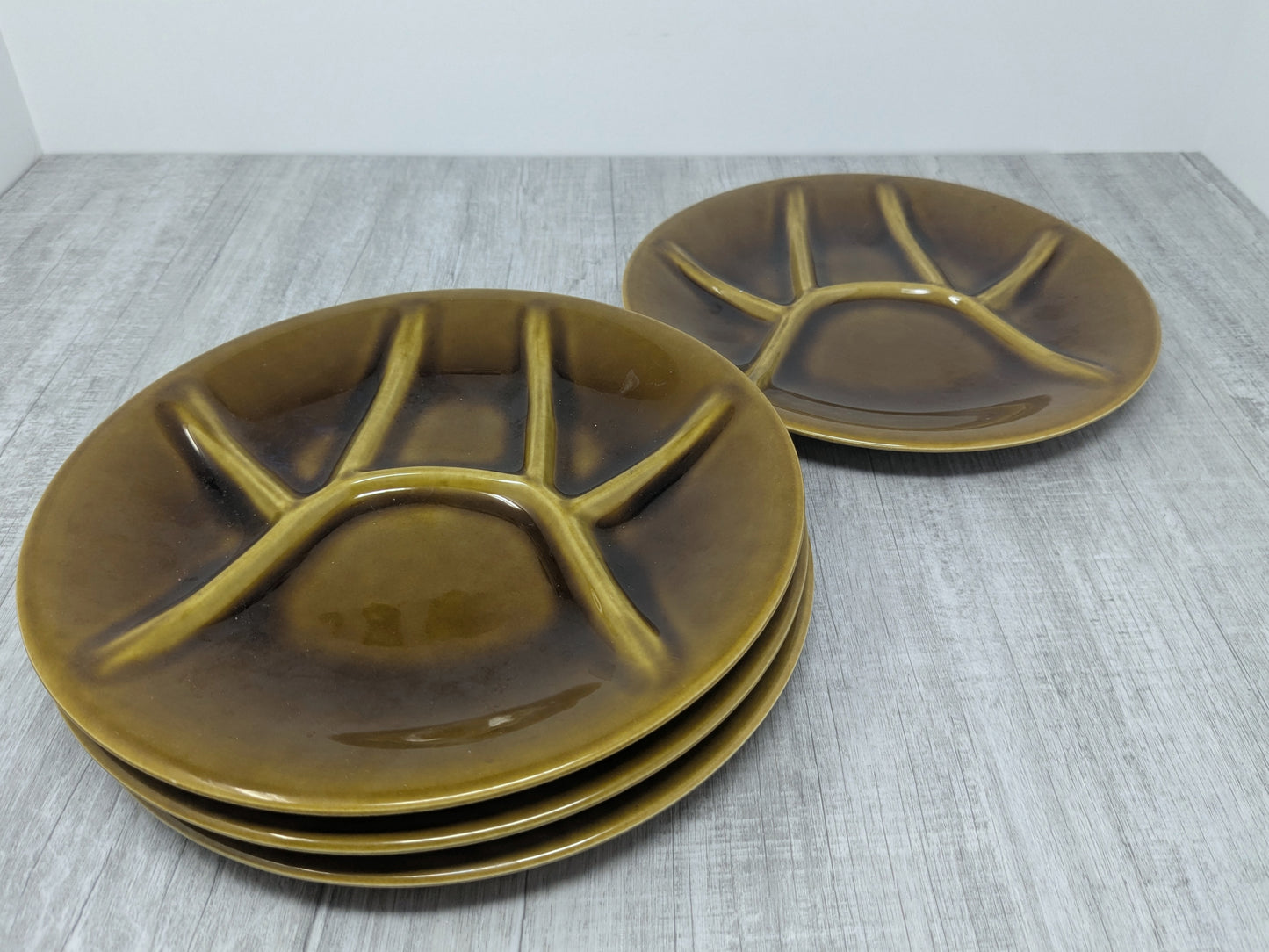 Set of 4 Boch Fréres Belgium Divided Fondue / Sushi Plates
