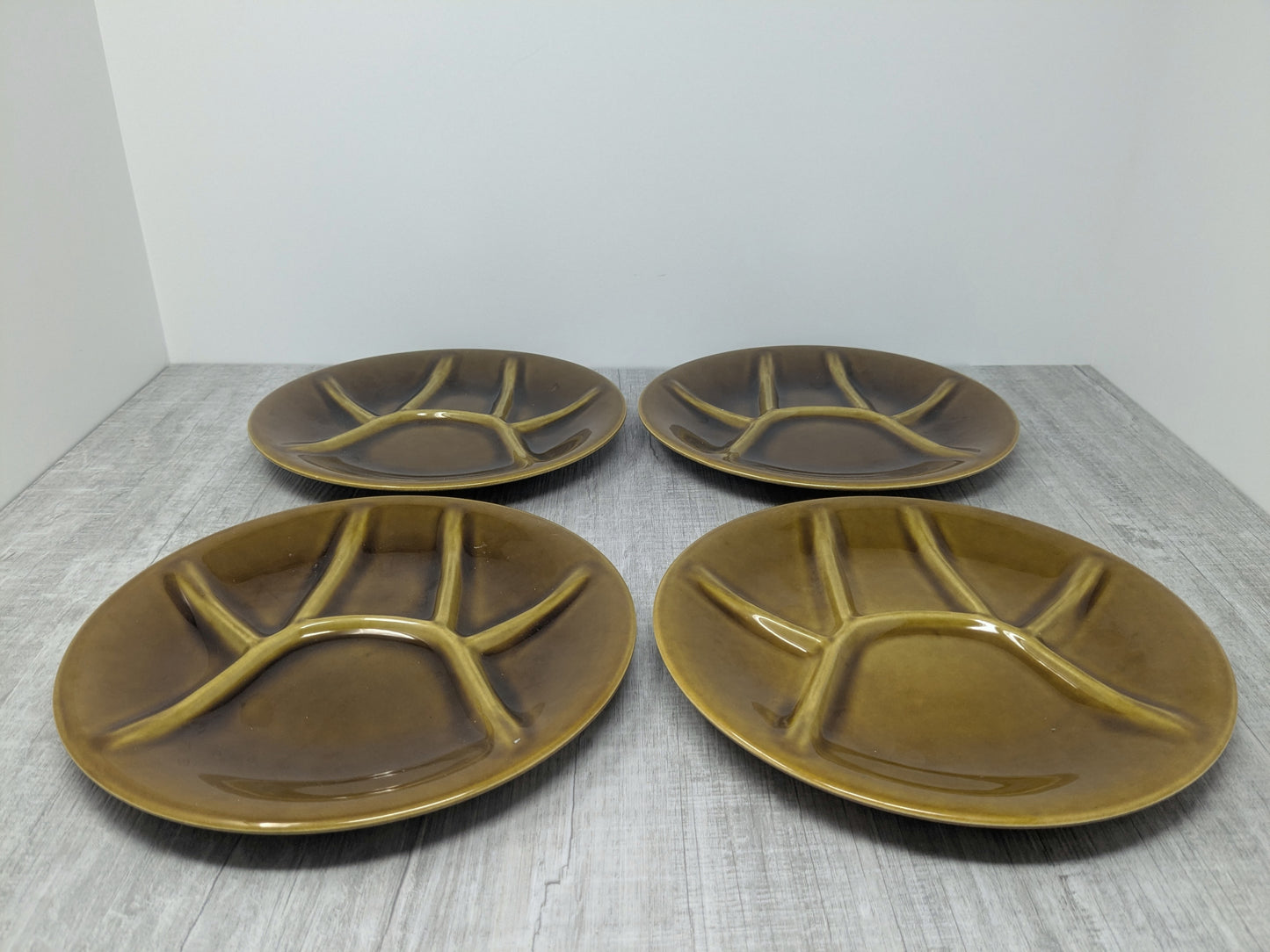 Set of 4 Boch Fréres Belgium Divided Fondue / Sushi Plates