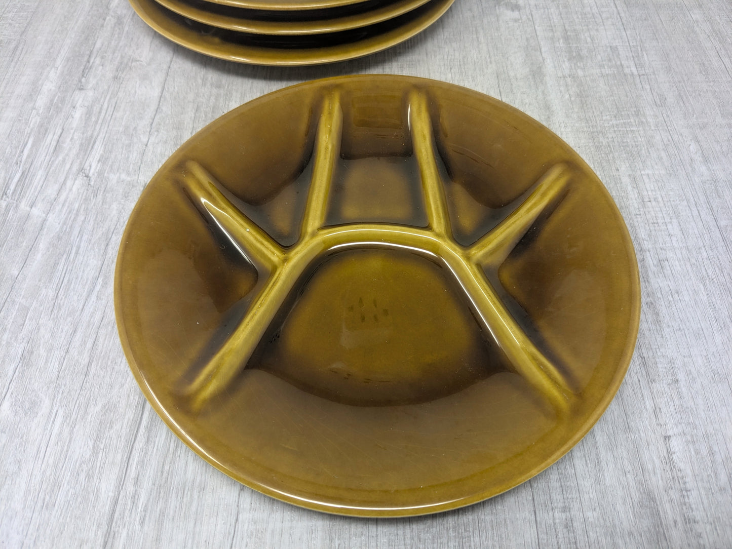 Set of 4 Boch Fréres Belgium Divided Fondue / Sushi Plates