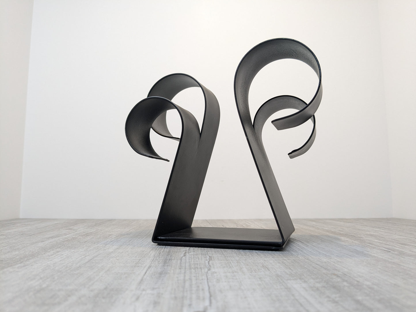 Vintage Black Powder Coated Bookends | Abstract Coil Design