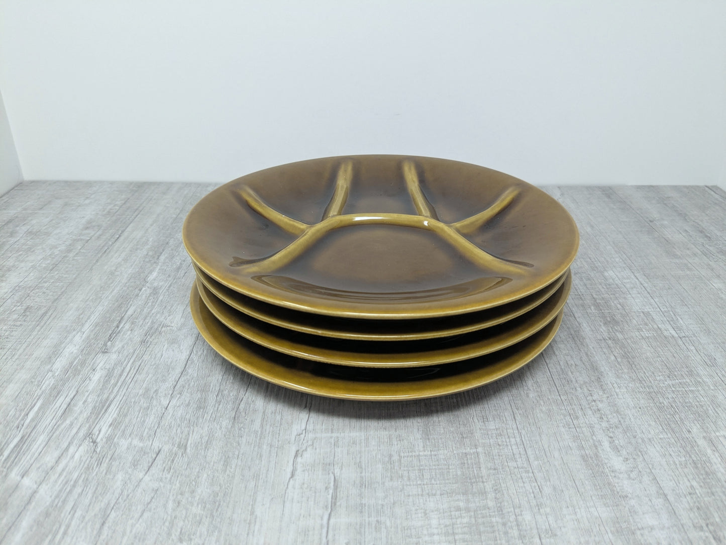 Set of 4 Boch Fréres Belgium Divided Fondue / Sushi Plates