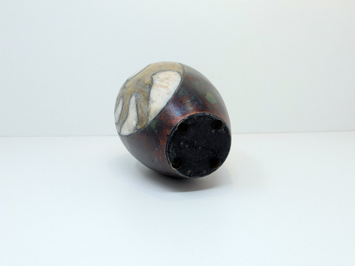 Braemar Raku Vase Cat Design | Kevin Wright Studio Pottery