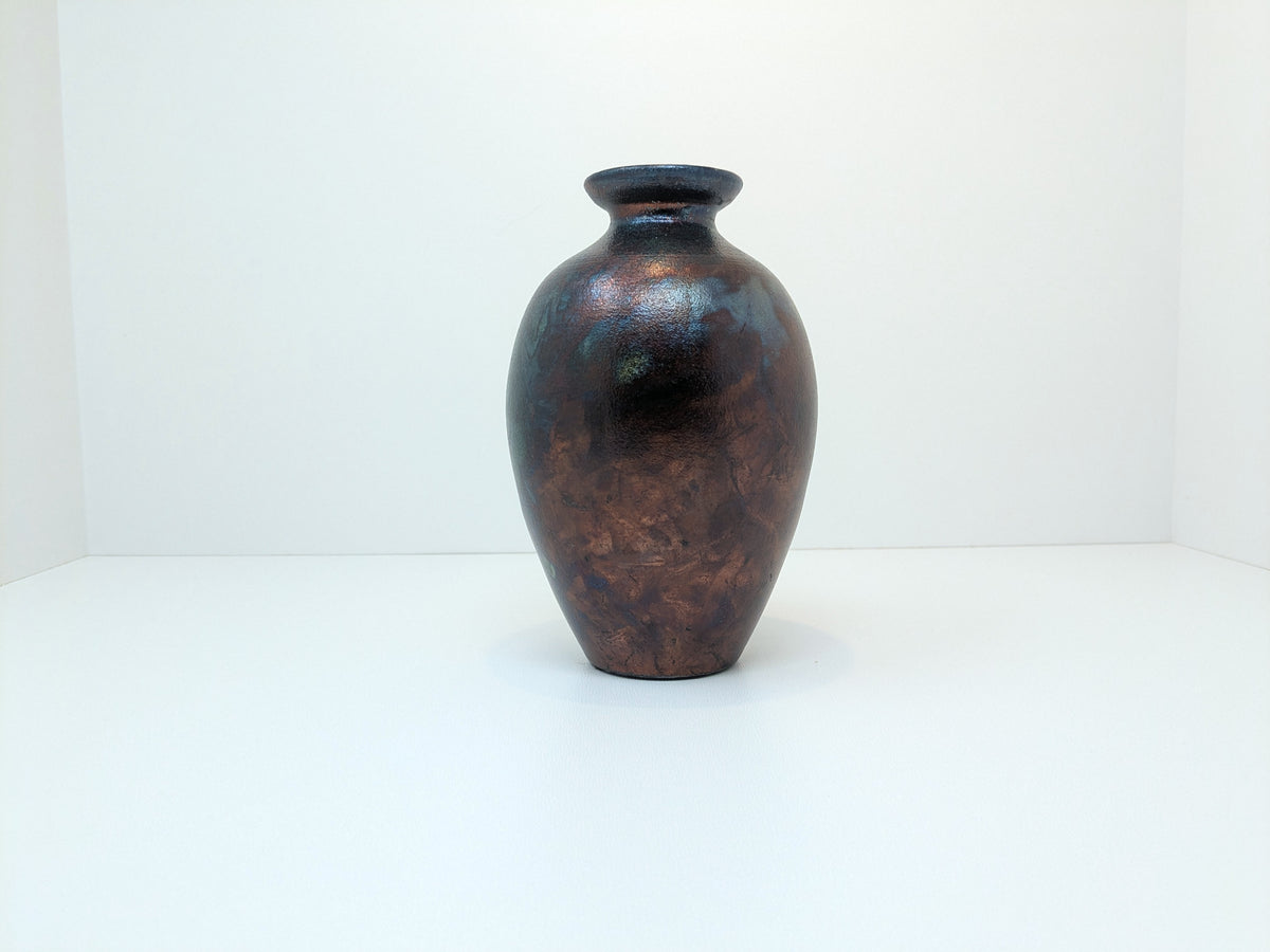 Braemar Raku Vase Cat Design | Kevin Wright Studio Pottery