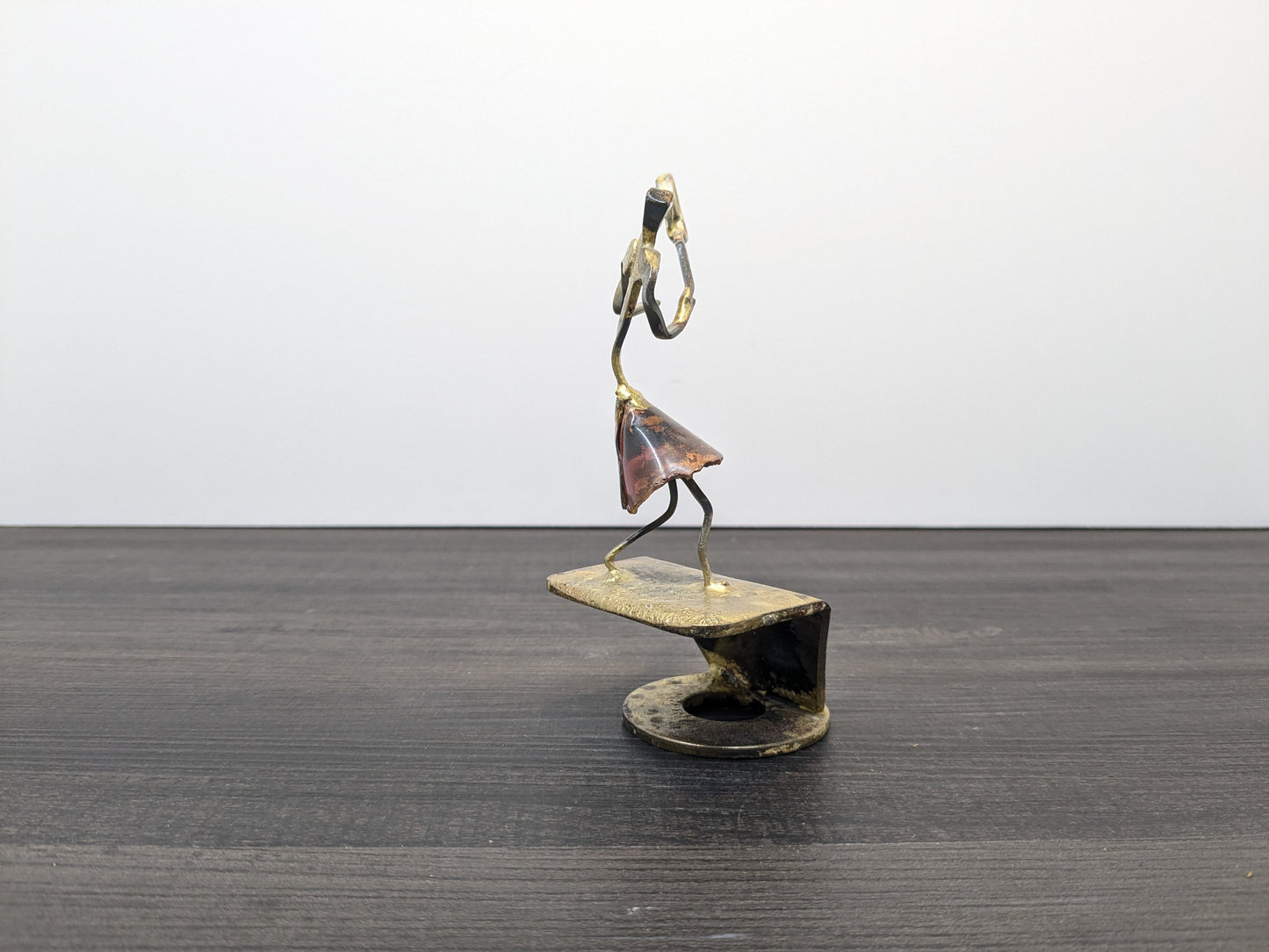 Brutalist Brass, Metal and Enamel Tennis Sculpture | KUZA Original Designs