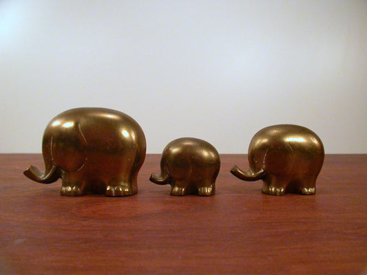 Brass Elephant Herd | 3 Vintage Brass Elephants