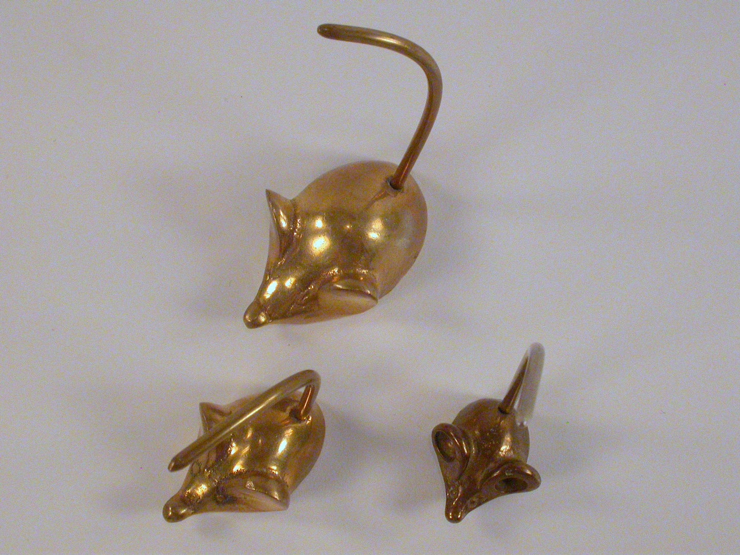 Set of 3 Brass Mice, Brass Mice RIng Holders