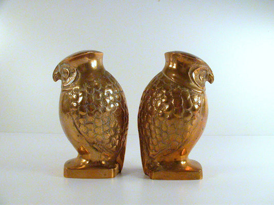 Heavy Brass Bookends | Cast Brass Owl Bookends | Vintage Office | Excellent  Detail