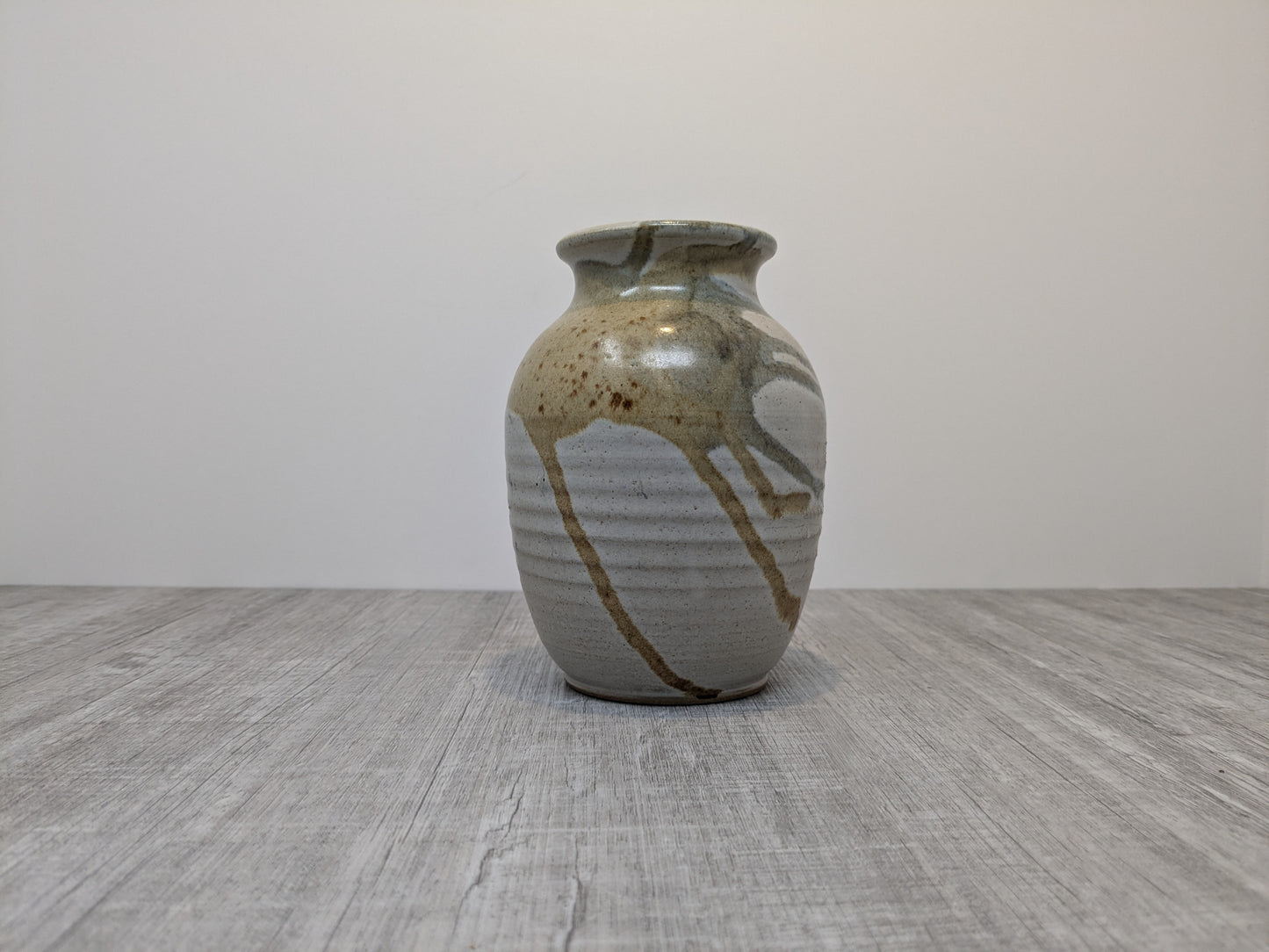 Mary Fox Studio Pottery | Stoneware vase with Abstract Brush Strokes | 1980 Mary Fox Pottery
