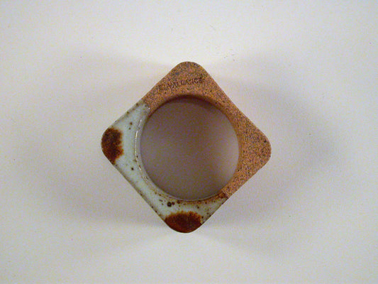 B Vallance Napkin Rings, Vintage Bruce Vallance Studio Pottery Stoneware, Half Glaze Dipped Stoneware Set of 6 Napkin Rings