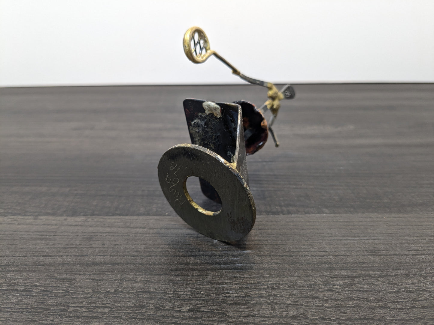 Brutalist Brass, Metal and Enamel Tennis Sculpture | KUZA Original Designs