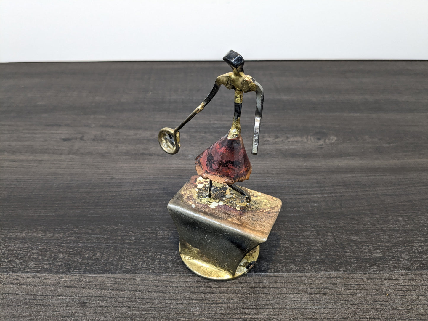 Brutalist Brass, Metal and Enamel Tennis Sculpture | KUZA Original Designs