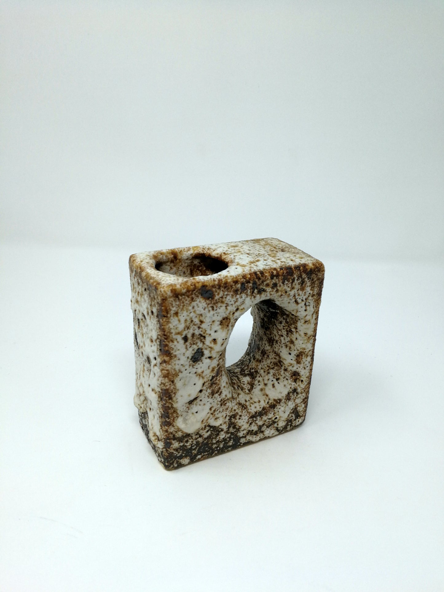 Small Brutalist Vase | Vintage Fat Lava Rectangular Vase | Textured Glaze | Vest Pottery