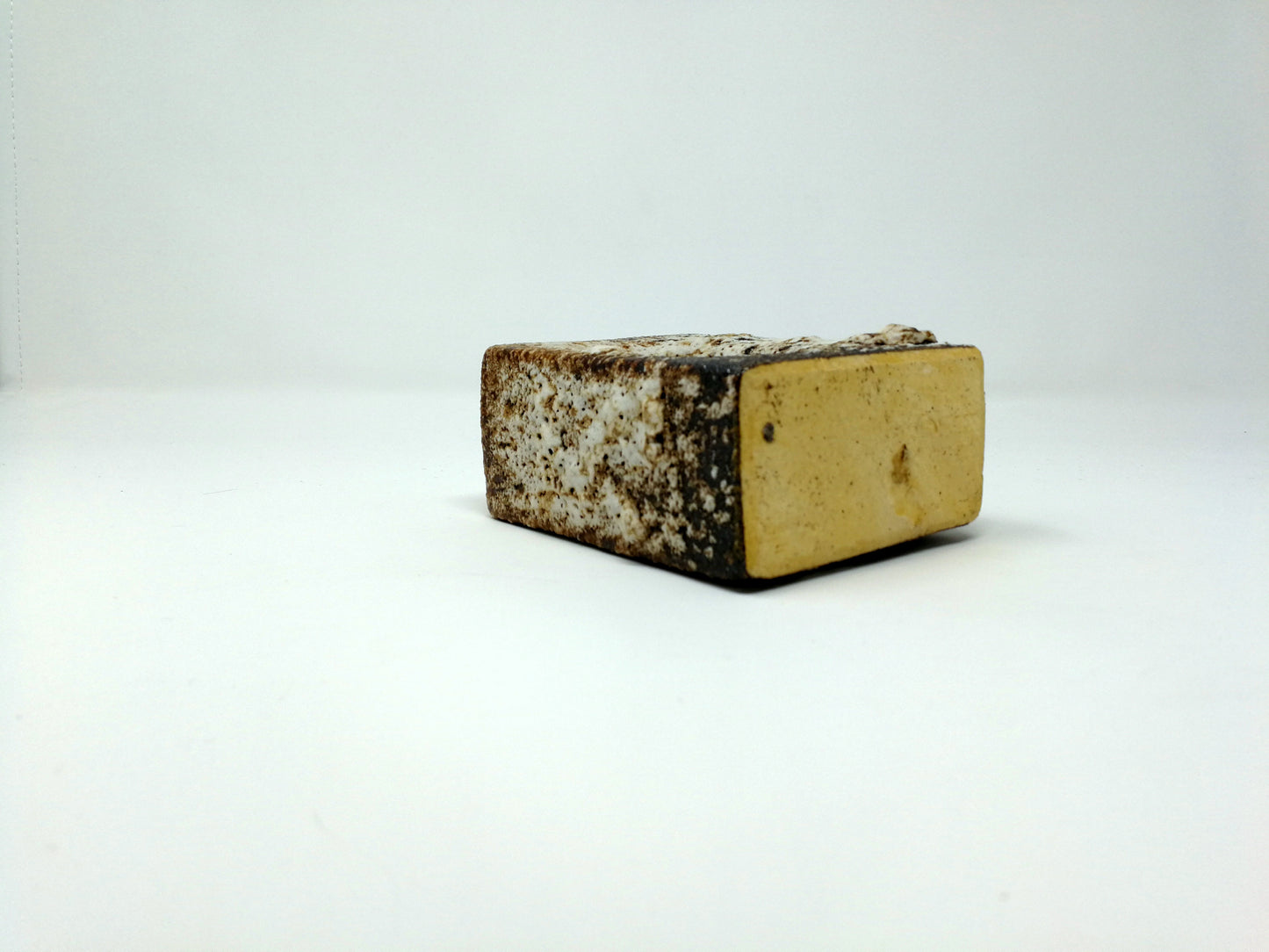 Small Brutalist Vase | Vintage Fat Lava Rectangular Vase | Textured Glaze | Vest Pottery