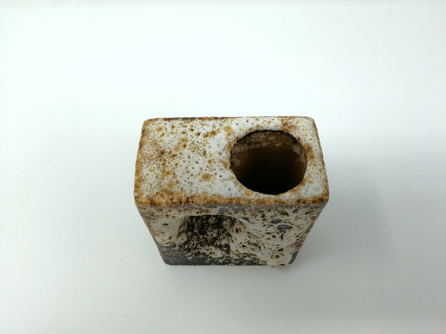 Small Brutalist Vase | Vintage Fat Lava Rectangular Vase | Textured Glaze | Vest Pottery