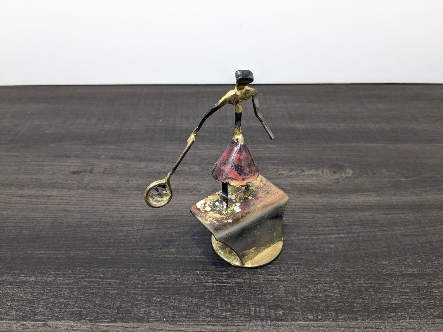 Brutalist Brass, Metal and Enamel Tennis Sculpture | KUZA Original Designs