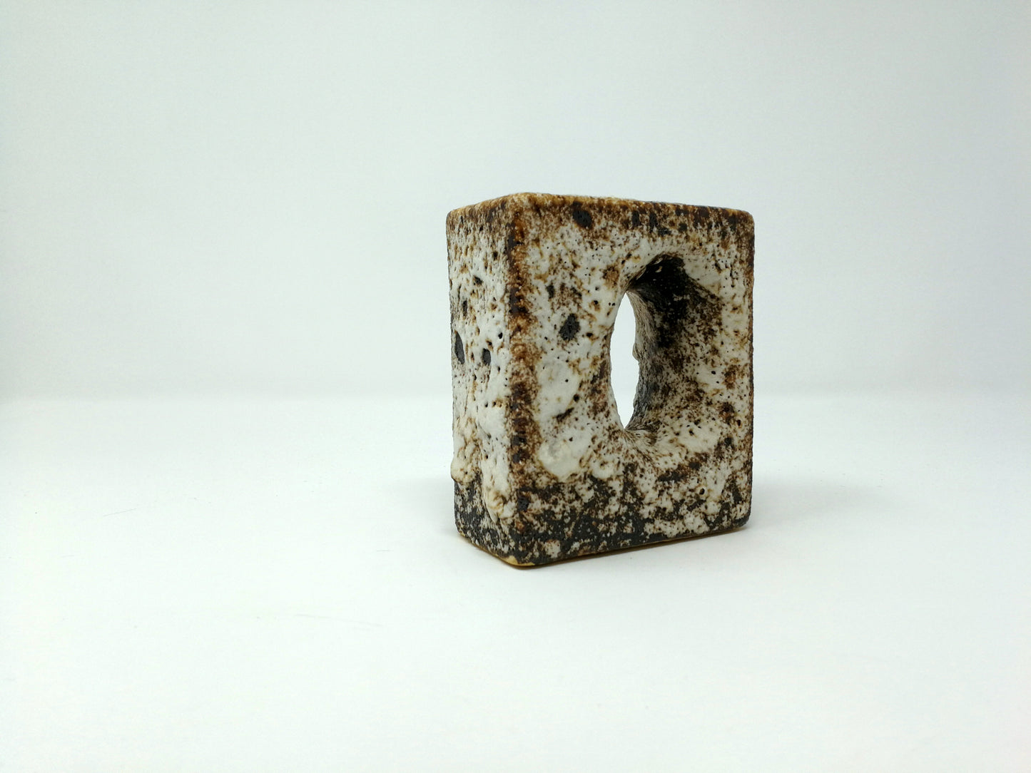 Small Brutalist Vase | Vintage Fat Lava Rectangular Vase | Textured Glaze | Vest Pottery