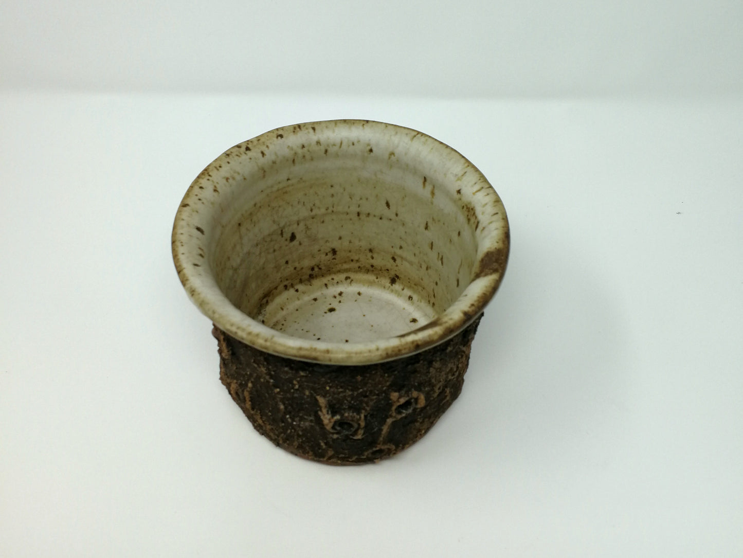 Stoneware Planter | Brutalist Studio Pottery Planter | Rough Textured Exterior | Speckled White Glaze Interior