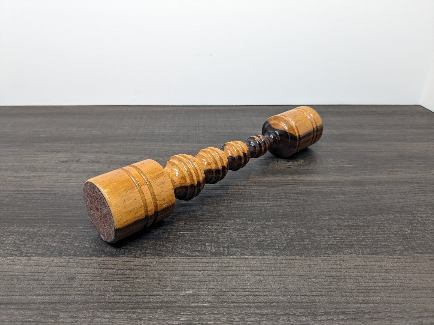 Mid Century Spun Wood Candle Stand  | Hardood Intricate Lathe Worked Wood