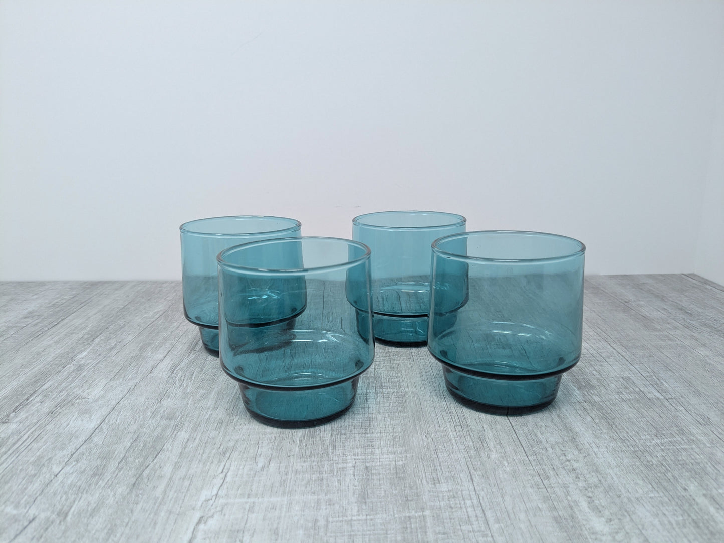 Mid-Century Aquamarine Tumblers | Set of 4 Drinking Glasses