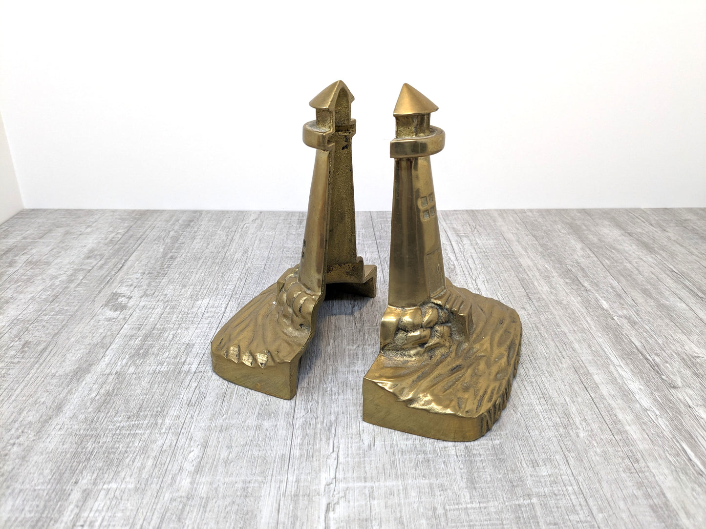 Cast Brass Bookends | Vintage Lighthouse Design | Nova Scotia