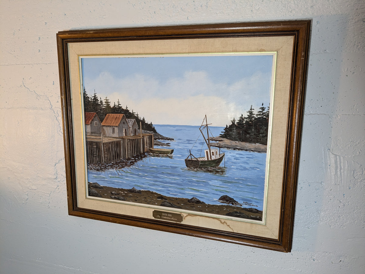 Catherine Karnes Munn Original Painting | Folk Art Fishing Village