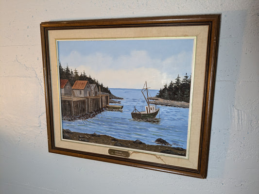 Catherine Karnes Munn Original Painting | Folk Art Fishing Village