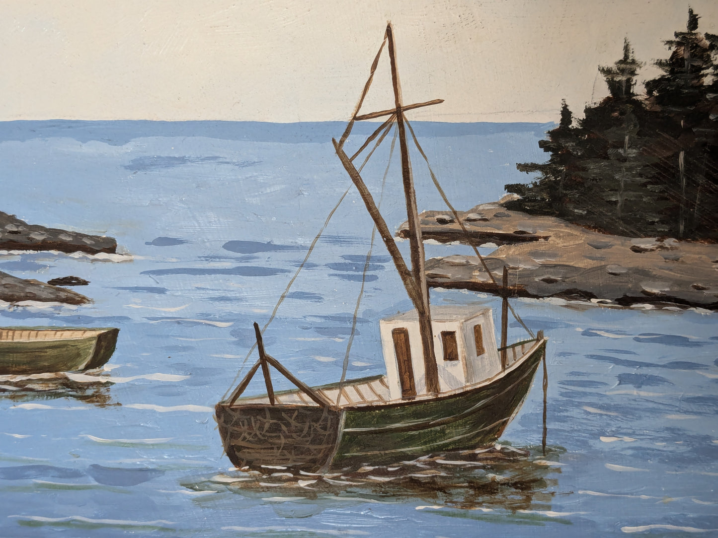 Catherine Karnes Munn Original Painting | Folk Art Fishing Village