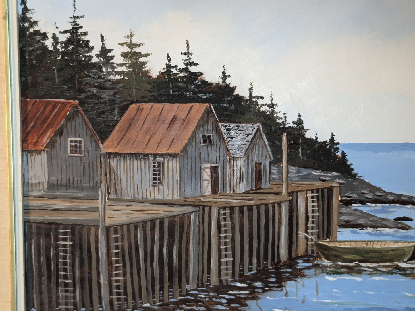 Catherine Karnes Munn Original Painting | Folk Art Fishing Village