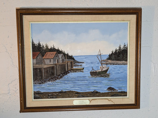 Catherine Karnes Munn Original Painting | Folk Art Fishing Village
