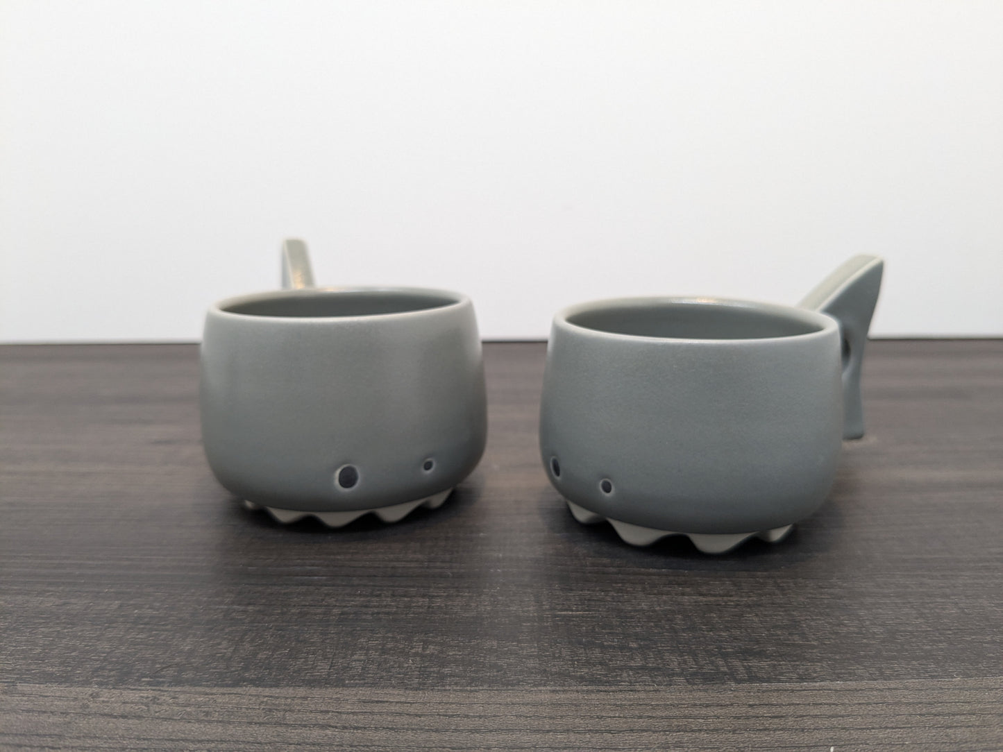 Creation Li "CHOMPS" Mini Espresso Cups | Studio Pottery Coffee Mugs | Pair of Espresso Shark Mugs