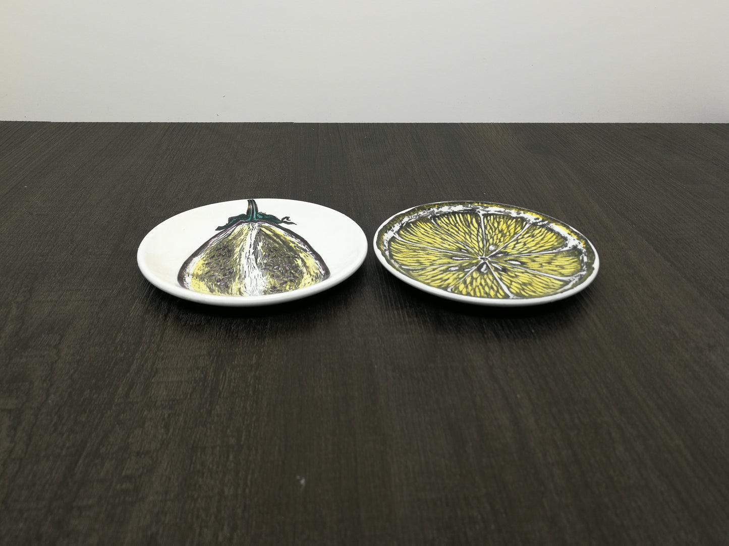 Pair of Piero Fornasetti Sezione Di Frutta 'Cut Fruit' Coaster Plates | 1960's Italian Design