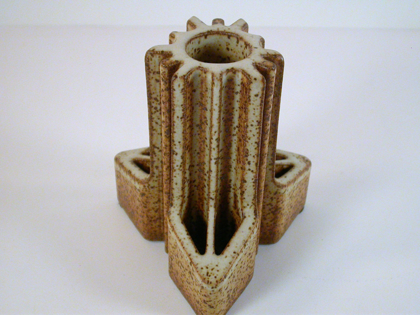 Connie Pike Bud Vase, Extruded Stoneware Studio Pottery by Connie Pike, Brutalist Form and Texture