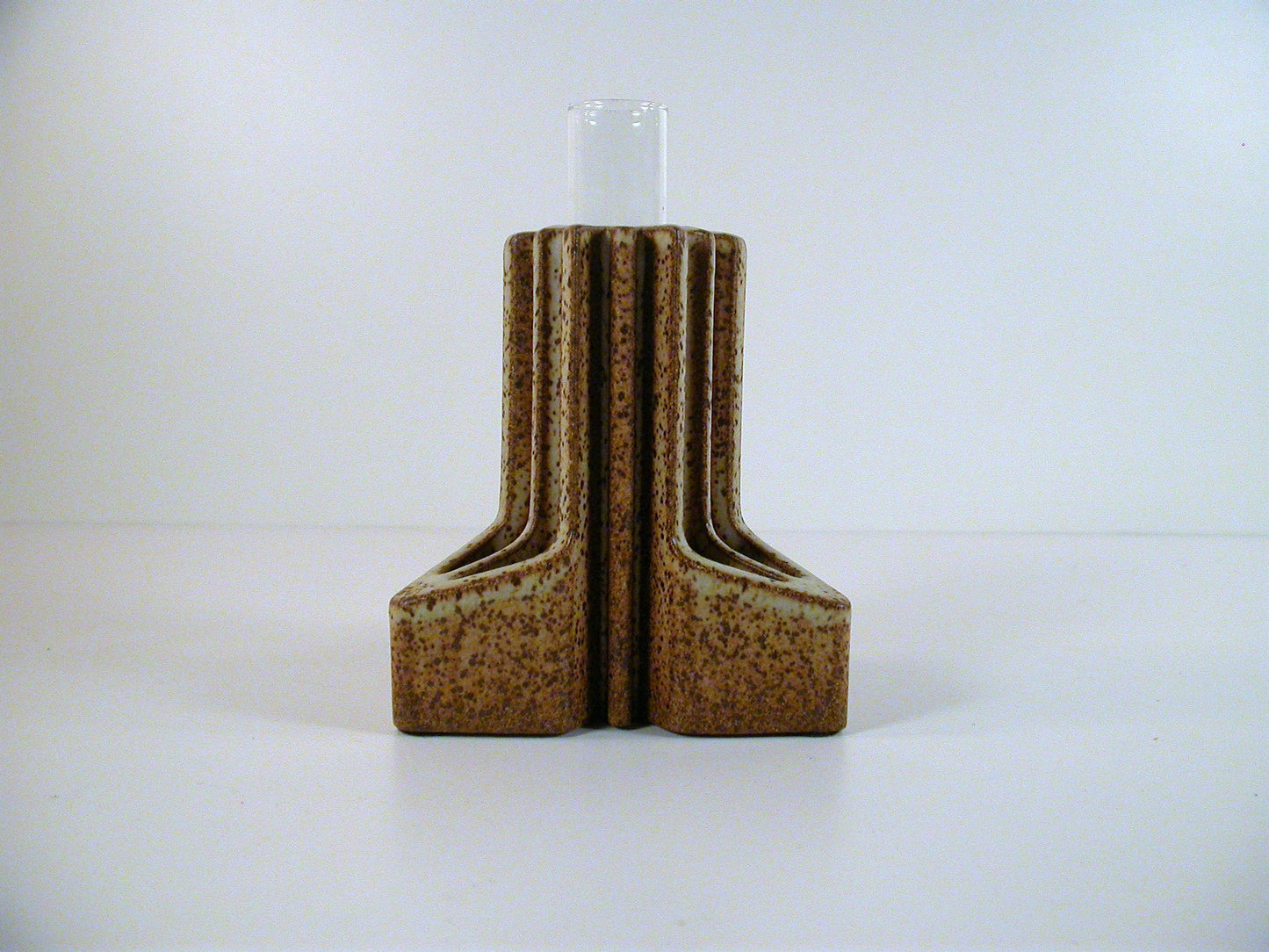 Connie Pike Bud Vase, Extruded Stoneware Studio Pottery by Connie Pike, Brutalist Form and Texture