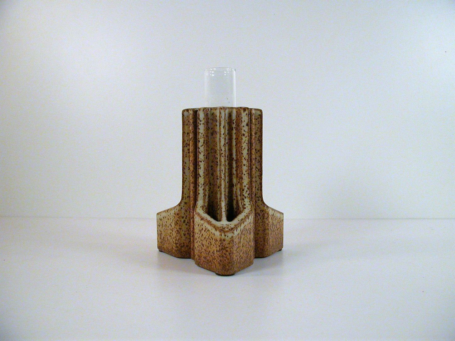 Connie Pike Bud Vase, Extruded Stoneware Studio Pottery by Connie Pike, Brutalist Form and Texture