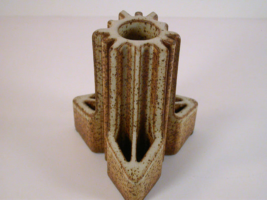 Connie Pike Bud Vase, Extruded Stoneware Studio Pottery by Connie Pike, Brutalist Form and Texture