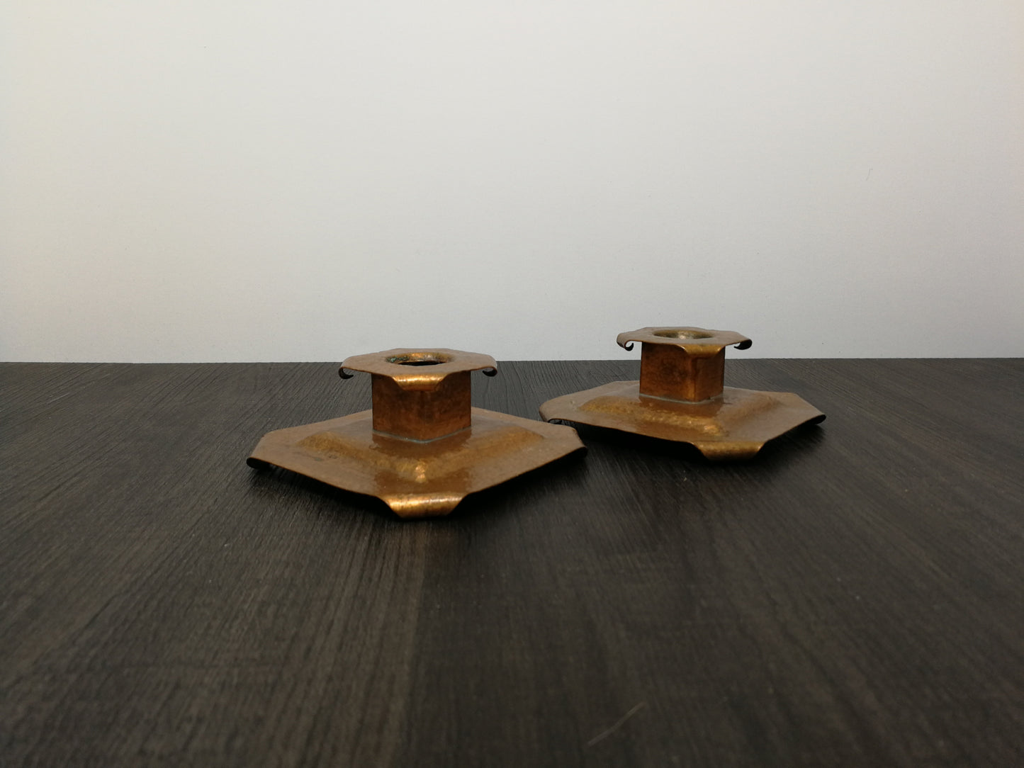 Copper Candle Stands | Arts & Craft Influenced | Hand Hammered Copper Candle Holders