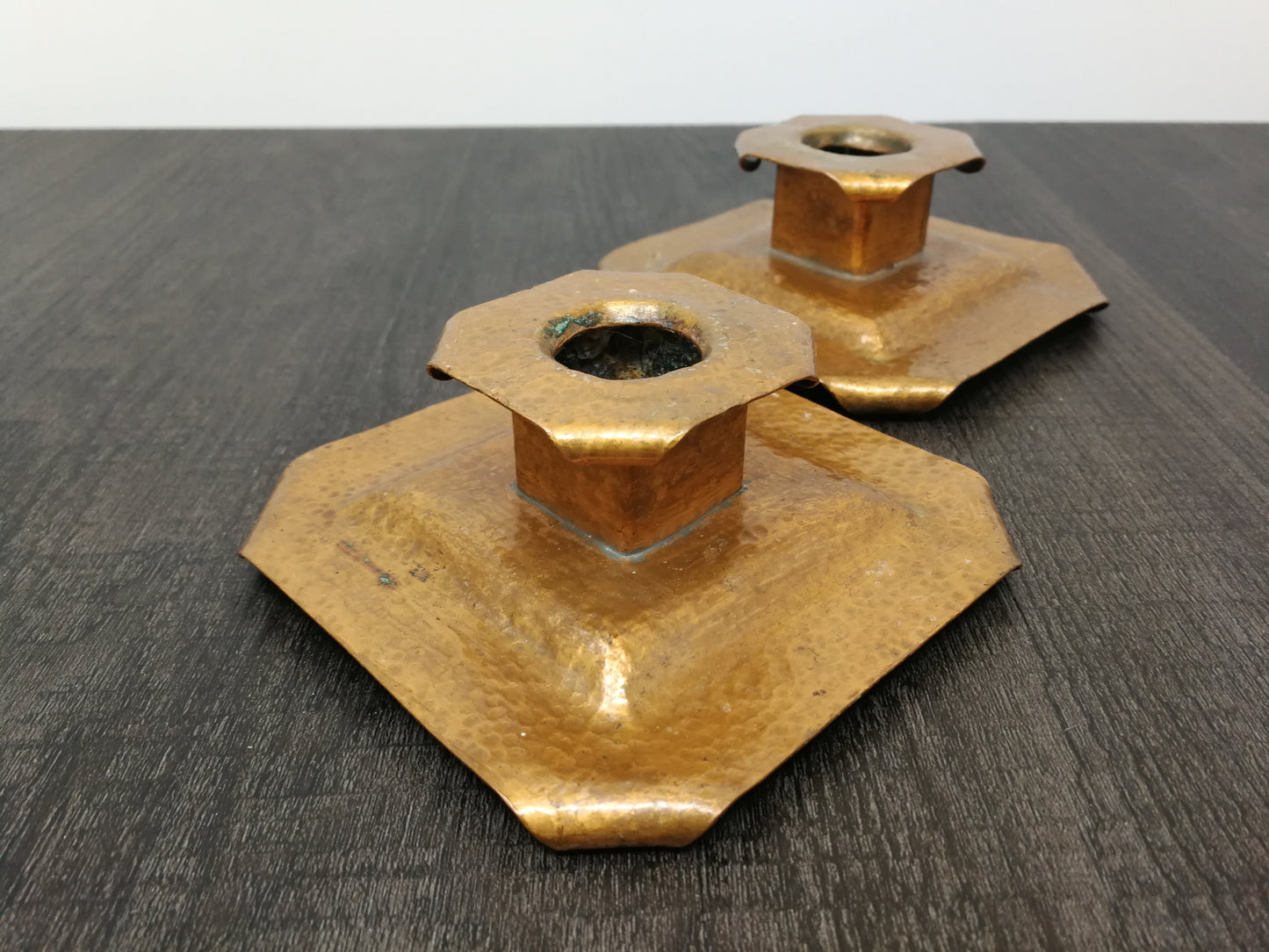Copper Candle Stands | Arts & Craft Influenced | Hand Hammered Copper Candle Holders