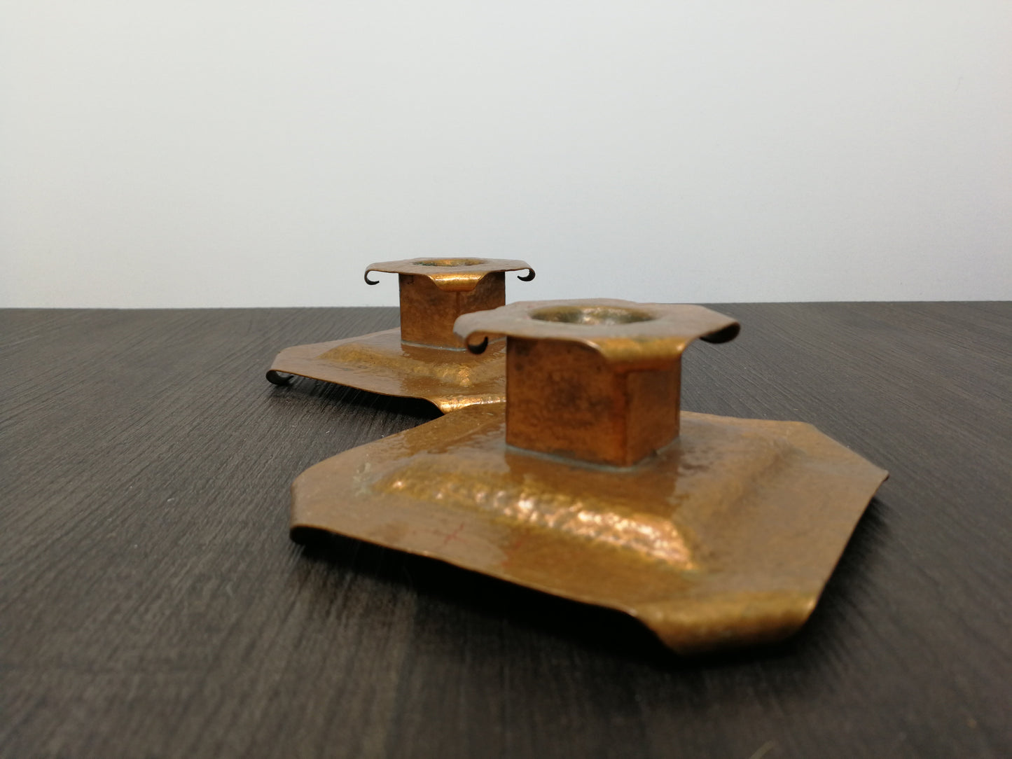 Copper Candle Stands | Arts & Craft Influenced | Hand Hammered Copper Candle Holders